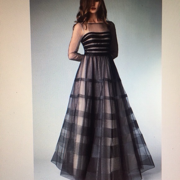 Basix Black Label Navy Beaded Gown - size 0 - Picture 2 of 9